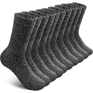5 Pairs Wool Socks Mens, Thick Warm Winter Soft Hiking & Casual Crew Socks